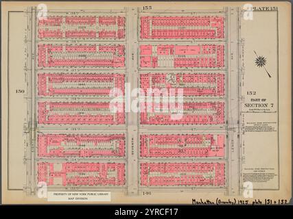 Délimitée par W. 139th Street, Lenox Avenue, W. 133rd Street et huitième Avenue, planche 151, partie de la section 7 1925 Banque D'Images