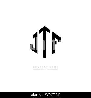 Conception de logo de lettre JTF avec forme de polygone. Conception de logo en forme de polygone et de cube JTF. Modèle de logo vectoriel hexagonal JTF couleurs blanches et noires. Monogr JTF Illustration de Vecteur