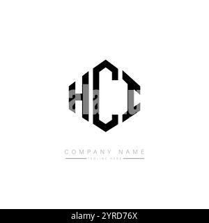 Design de logo de lettre HCI avec forme de polygone. Conception de logo HCI polygone et forme de cube. Modèle de logo vectoriel hexagonal HCI couleurs blanches et noires. Monogr HCI Illustration de Vecteur