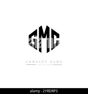 Logo GMC avec lettre en forme de polygone. Logo GMC en forme de polygone et de cube. Modèle de logo vectoriel hexagone GMC couleurs blanches et noires. Monogr GMC Illustration de Vecteur