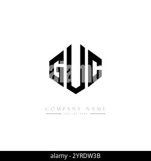Design de logo de lettre GUC avec forme de polygone. Design de logo en forme de polygone et de cube GUC. Modèle de logo vectoriel hexagonal GUC couleurs blanches et noires. GUC monogr Illustration de Vecteur