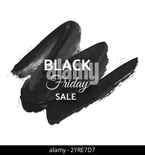 Bannière de solde du vendredi fou. Texte blanc sur un trait de pinceau grunge foncé. Illustration vectorielle Illustration de Vecteur