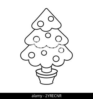 Arbre de Noël. Coloriage. Illustration vectorielle. Illustration de Vecteur