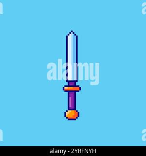 Design d'actifs de jeu Pixel art Sword Illustration de Vecteur