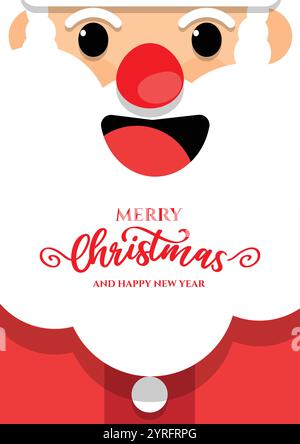 Portrait minimal du Père Noël avec joyeux Noël et joyeux voeux du nouvel an Illustration de Vecteur