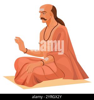Guru spirituel indien célébrant Guru purnima Illustration de Vecteur