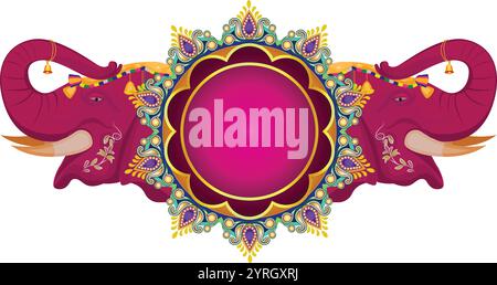 Fond de célébration de festival., bannière de vente festive, affiche de festival de Diwali, bannière de vente de Diwali, conception de fond de Diwali avec tête d'éléphant Illustration de Vecteur
