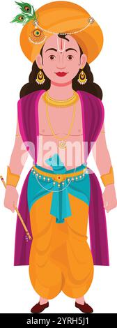 Shri Krishna, heureux shree krishna janmashtami. Illustration de Vecteur