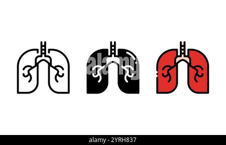 Icône poumons anatomiques humains. icône vectorielle avec contour, glyphe et style de contour plein. Idéal pour le thème de la santé Illustration de Vecteur