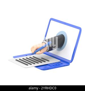 Concept de signature électronique isométrique. formulaire numérique joint au document transmis électroniquement, vérification de l'intention de signer l'accord et leg Banque D'Images