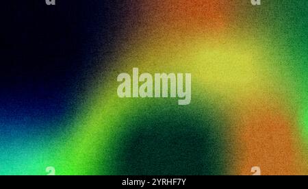 L'œuvre affiche un fond granuleux et abstrait qui mélange des teintes vibrantes de bleu, vert, jaune et orange, créant ainsi une richesse visuelle et texturée Banque D'Images