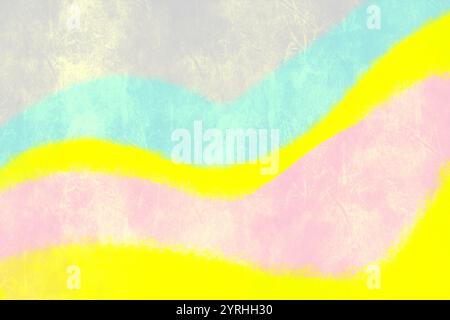 Un fond abstrait vibrant avec des vagues pastel douces en jaune, rose et bleu le design fluide crée un effet visuel apaisant, idéal pour la mode Banque D'Images
