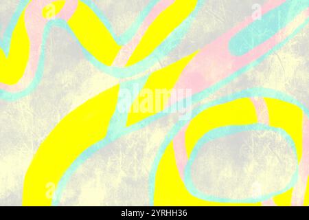 Fond abstrait avec des couleurs pastel fluides de jaune, rose et bleu les motifs tourbillonnant doucement créent une expérience visuelle dynamique et apaisante Banque D'Images