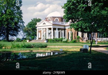 Monticello 1769 maison de plantation de Thomas Jefferson, Charlottesville, Virginie, États-Unis c 1953 Banque D'Images