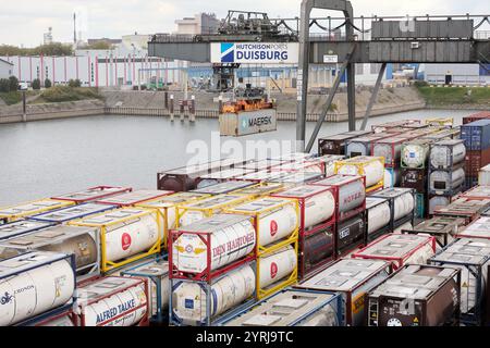 Pékin, Chine. 24 septembre 2024. Cette photo prise le 24 septembre 2024 montre une vue du terminal intermodal de Duisburg (dit) à Duisburg, en Allemagne. Crédit : Meng Dingbo/Xinhua/Alamy Live News Banque D'Images