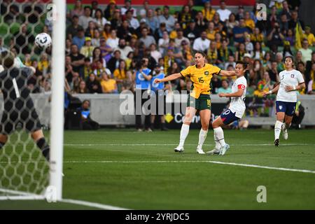 MELBOURNE, AUSTRALIE. 4 décembre 2024. Sur la photo : Emily Gielnik de l'australienne Matildas en action lors de l'Australia Matildas vs Chinese Taipei International Friendly au parc AAMI de Melbourne le 4 décembre 2024. Crédit : Karl Phillipson/Alamy Live News Banque D'Images