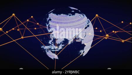 Image des connexions du réseau mondial sur la Terre en rotation Banque D'Images