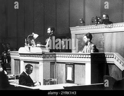 Discours de l'empereur Haile Selassie à la Société des Nations en 1936 contre l'invasion italienne fasciste Banque D'Images