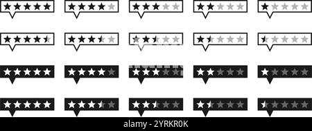 Icône de notation et d'avis cinq étoiles, avis des clients sur le produit. illustration vectorielle isolée sur fond blanc. Illustration de Vecteur