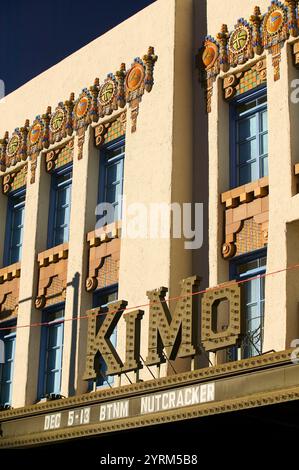 Détail du bâtiment du théâtre historique Kimo sur Central Avenue, route 66. Albuquerque. Nouveau Mexique, États-Unis Banque D'Images