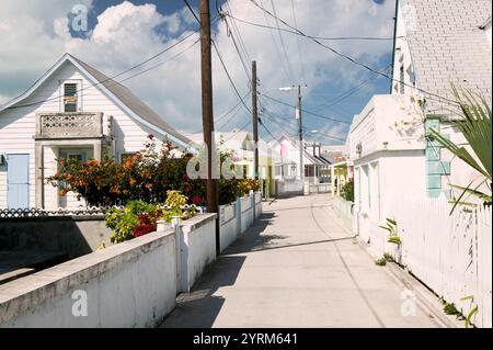 Bahamas, Abacos, Loyalist Cays, Green Turtle Cay, New Plymouth : Parliament Street Detail Banque D'Images