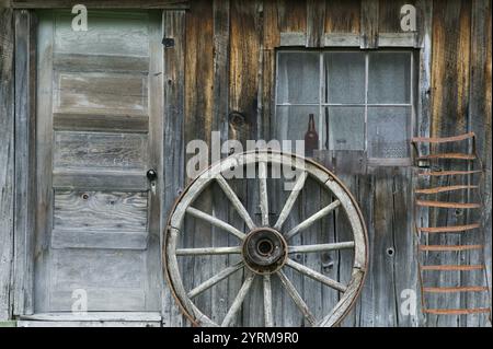 Consigner les détails de la cabine. Mine Crow Creek. Mine d'or en activité construite en 1898. Girdwood. Au sud d'Anchorage. Alaska. ÉTATS-UNIS. Banque D'Images