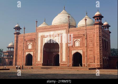 Taj Mahal. Mosquée West Side. Détail. Uttar Pradesh. Agra. Inde. Banque D'Images