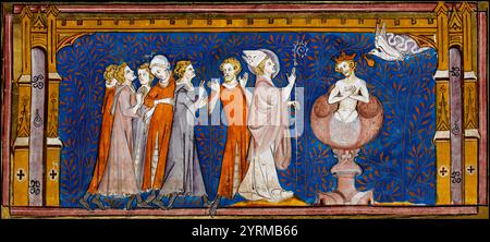 Baptême de Clovis par Saint Remigius, cathédrale de Reims, 496, Clovis, Chlodovechus, Chlodwig I., Chlodowech, 466-511, roi des Francs de la dynastie mérovingienne Banque D'Images