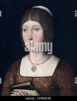 Isabella I (1451 ? 1504), appelée Isabelle la Catholique, Reine de Castille et le?n de 1474 jusqu'à sa mort en 1504. Elle a également été reine d'Aragon de 1479 jusqu'à sa mort en tant qu'épouse du roi Ferdinand Ier régnant ensemble sur une Espagne unifiée et connue sous le nom de Rois catholiques. Banque D'Images