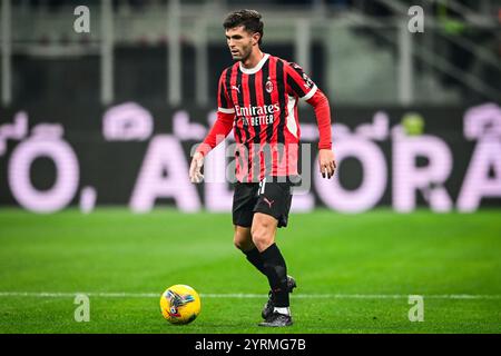 Milan, Italie. 03 décembre 2024. Christian PULISIC de l'AC Milan lors de la Coupe d'Italie, Coppa Italia, manche du 16e match de football entre l'AC Milan et l'US Sassuolo le 3 décembre 2024 au stade San Siro de Milan, Italie - photo Matthieu Mirville (Andrea Diodato)/DPPI crédit : DPPI Media/Alamy Live News Banque D'Images