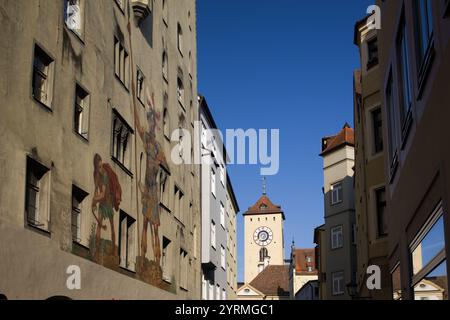 Goliath House in Goliathstrasse, Regensburg, Bavière, Allemagne Banque D'Images