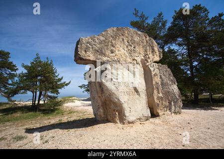 La Lettonie, l'ouest de la Lettonie, Kurzeme Région, Cape Most na Soči, Kolkasrags, Most na Soči, Slitere National Park, signalisation Banque D'Images