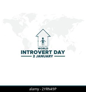 Journée mondiale des introvertis. Les gens, la maison et le cœur. Idéal pour les cartes, les bannières, les affiches, les médias sociaux et plus encore. Fond blanc. Illustration de Vecteur
