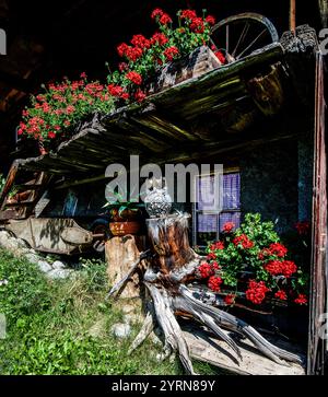 Design décoratif d'une maison alpine à Mürren, Oberland bernois, Suisse Banque D'Images