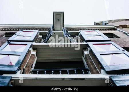 Amsterdam, pays-Bas, maisons canal, poulie pour meubles lourds Banque D'Images