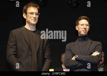 Sankt Vith, Belgique. 04th Dec, 2024. Le pilote belge Thierry Neuville (à gauche) et son copilote Martijn Wydaeghe (à droite) photographiés lors d’une soirée de célébration du titre de champion du monde des rallyes (WRC) de Neuville, mercredi 04 décembre 2024 à Sankt Vith. BELGA PHOTO NATACHA FREISEN crédit : Belga News Agency/Alamy Live News Banque D'Images