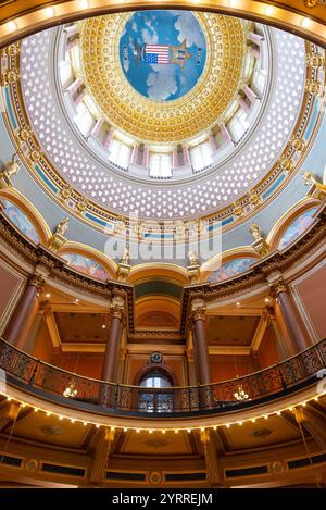 Des Moines, Iowa - États-Unis - 16 septembre 2024 : intérieur du bâtiment du Capitole de l'État de l'Iowa à des Moines, Iowa, États-Unis. Banque D'Images