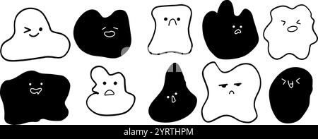 Emoji dessiné à la main | illustration de l'ensemble de formes abstraites | vecteur Doodle minimaliste pour des designs amusants et créatifs Illustration de Vecteur