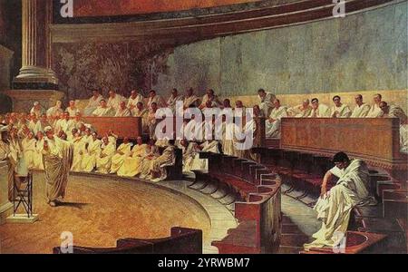 Cicéron dénonce Catiline au Sénat romain par Cesare Maccari - 2. Banque D'Images