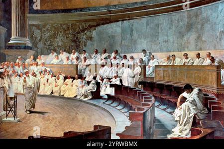 Cicéron dénonce Catiline au Sénat romain par Cesare Maccari - 4. Banque D'Images