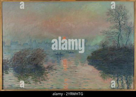 Claude Monet - Soleil couchant sur la Seine à Lavacourt, effet d'hiver Banque D'Images