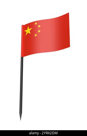 Cure-dent drapeau chinois isolé sur un fond blanc Banque D'Images