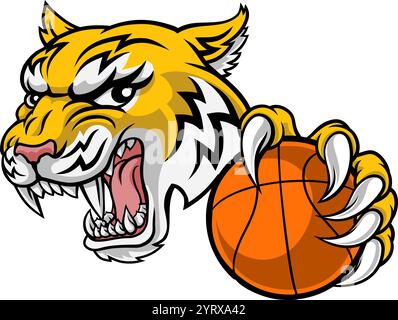 Wildcat Bobcat Bobcats Wildcats mascotte de basket-ball Illustration de Vecteur