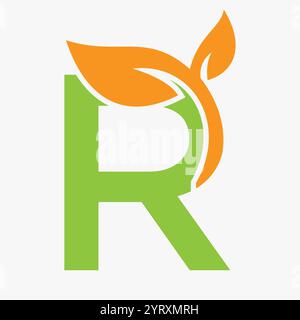 Lettre initiale R Leaf logo concept pour Eco Green Leaf logo signe vectoriel Illustration de Vecteur