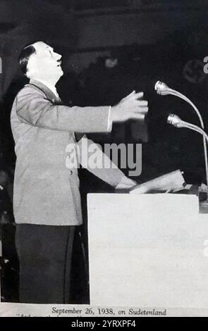 1938 discours du dirigeant allemand Adolf Hitler sur les Sudètes Banque D'Images
