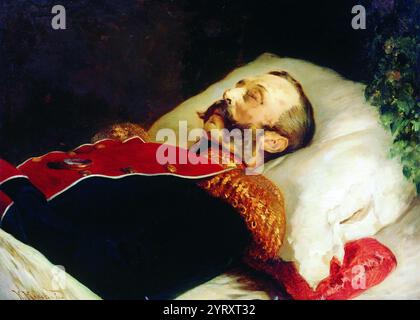 Le tsar Alexandre II sur son lit de mort (1881) de Konstantin Makovsky (1839-1915) Banque D'Images