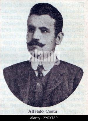 Alfredo lu?s da Costa (1883 ? 1908) journaliste portugais, surtout connu pour être l'un des deux assassins (avec Manuel Bu??a) crédités dans l'assassinat du roi Carlos Ier de Portugal et du prince royal, Luis Filipe, lors des événements qui sont devenus connus sous le nom de régicide de Lisbonne de 1908 (le 1er février 1908), menant finalement à sa mort. Banque D'Images