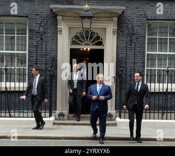 Viktor Orban en visite à Boris Johnson à Londres le 28 mai 2021. Viktor Mihaly Orban (né en 1963) est un homme politique hongrois qui est premier ministre de Hongrie depuis 2010 ; il a également été premier ministre de 1998 à 2002. Il est également président du Fidesz, un parti politique conservateur national, depuis 1993, avec une brève pause entre 2000 et 2003. Banque D'Images