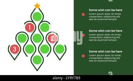 Modèle infographique avec arbre de Noël et 3 souhaits. Illustration vectorielle Illustration de Vecteur