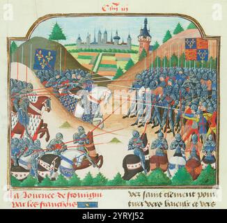 La bataille de Formigny, livrée le 15 avril 1450, est une bataille majeure de la guerre de cent ans entre l'Angleterre et la France. Victoire française décisive qui détruisit la dernière importante armée de campagne anglaise en Normandie, elle ouvrit la voie à la capture de leurs bastions restantes Banque D'Images